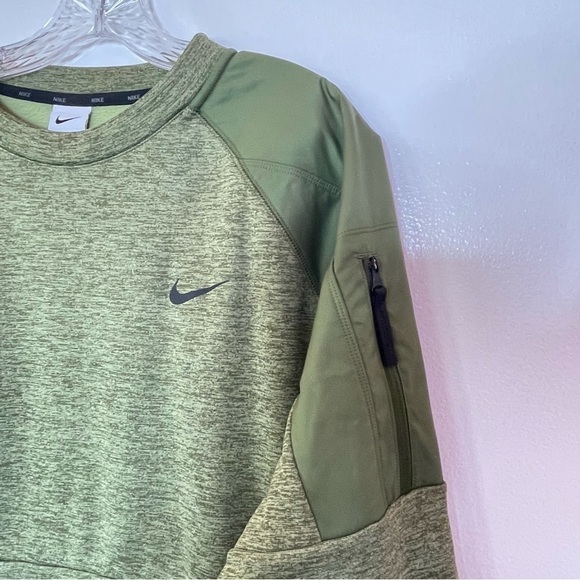 Nike Olive Therma-FIT Men's Fitness Crewneck Pullover Sweatshirt Size Large - Picture 6 of 11